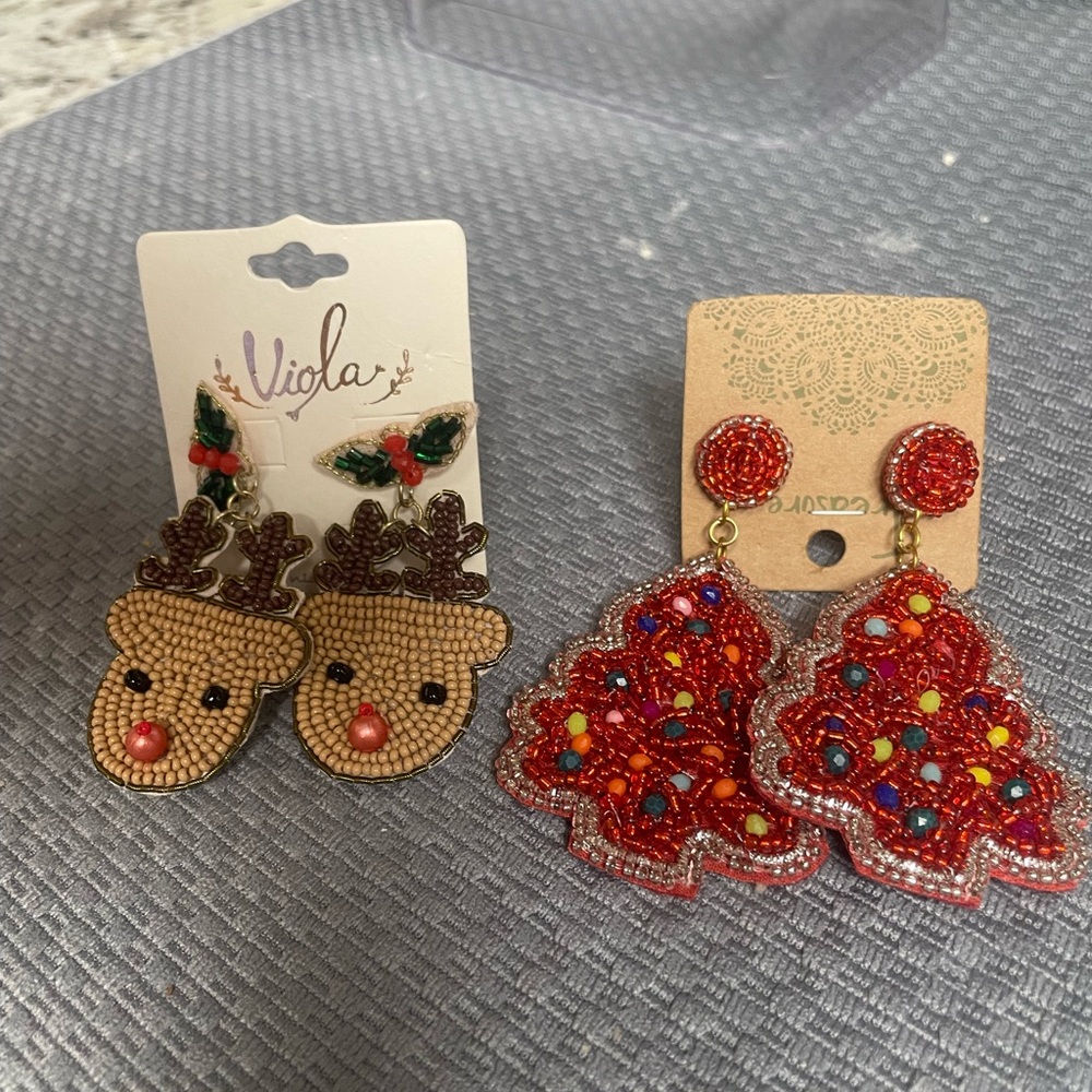 Red Velvet Christmas Tree Earrings by Red